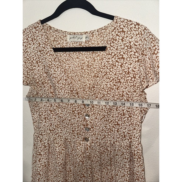 Petal+pump Floral Ruffled Midi Dress Size 8 V-neck Button Front Sleeve Less‎ - Picture 10 of 11